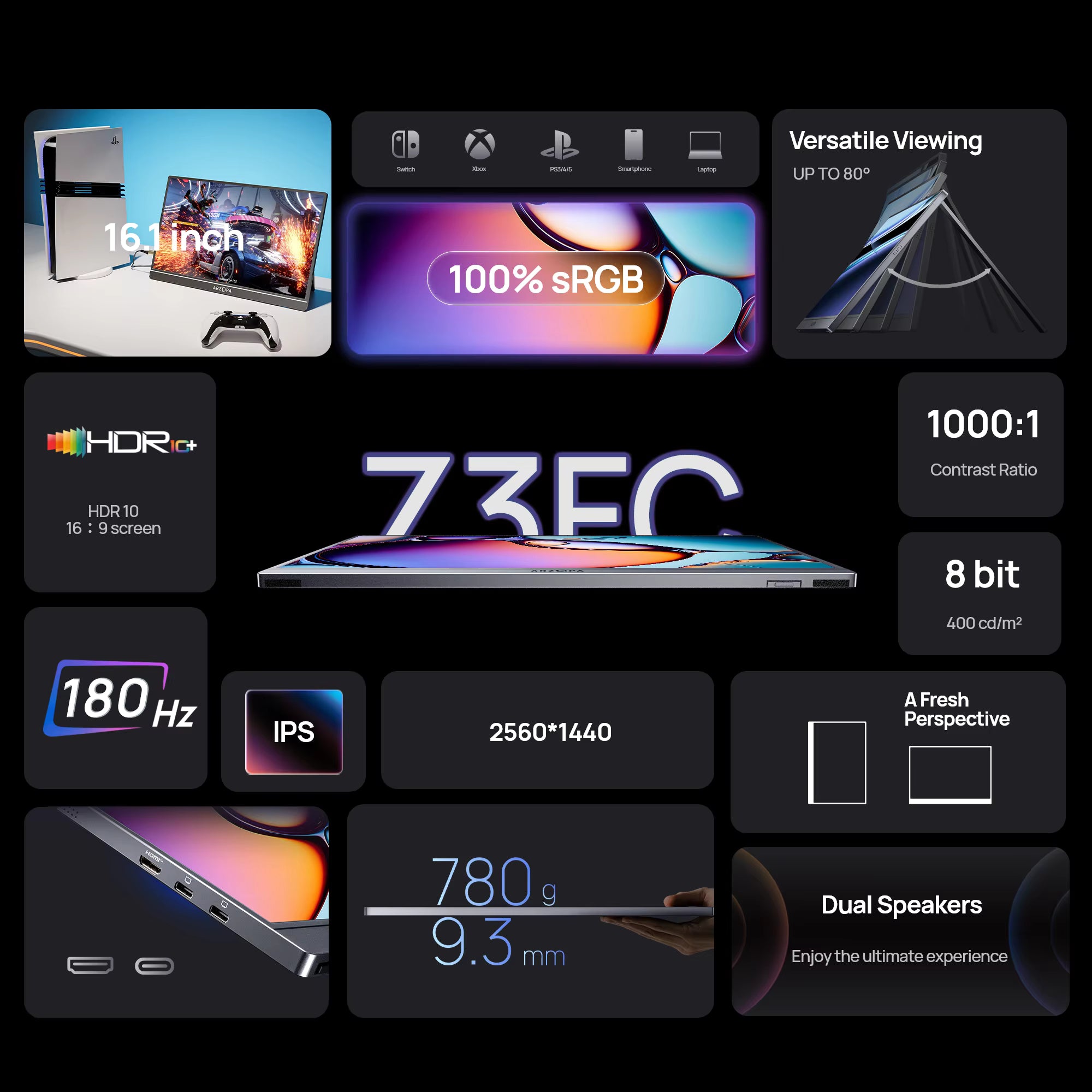 16,1" 2.5K 180 Hz | Perfekt til krævende arbejde og gaming (inkl. beskyttelses-sleeve)